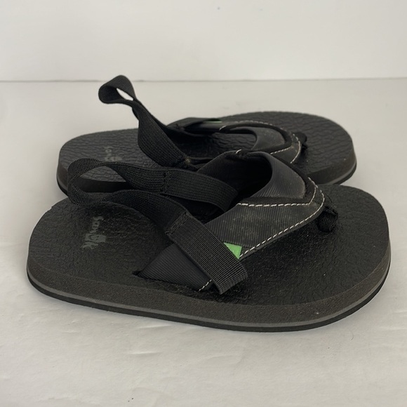 Sanuk Boys Thong Sandals Black 9-10 - Picture 3 of 6